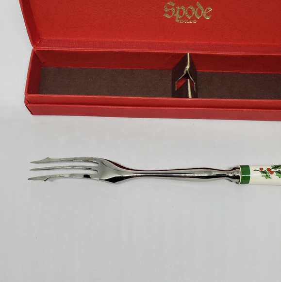 Spode CHRISTMAS TREE Pickle Fork Made In England Box Stainless Steel 7.5 Vtg. - Picture 6 of 15